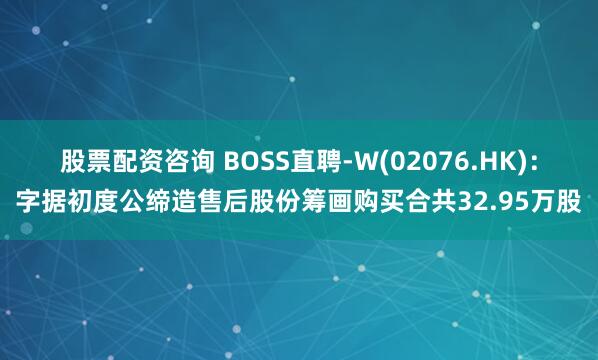 股票配资咨询 BOSS直聘-W(02076.HK)：字据初度公缔造售后股份筹画购买合共32.95万股