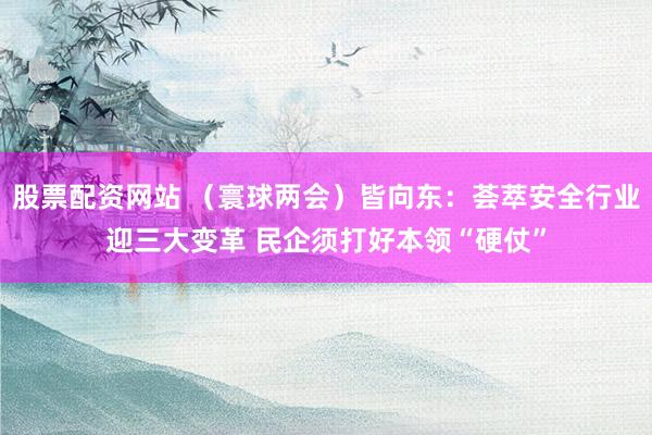股票配资网站 （寰球两会）皆向东：荟萃安全行业迎三大变革 民企须打好本领“硬仗”