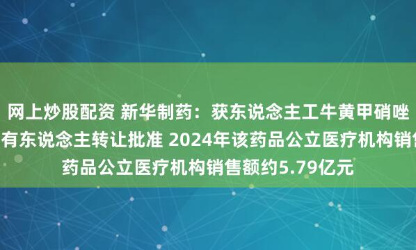 网上炒股配资 新华制药：获东说念主工牛黄甲硝唑胶囊上市许可捏有东说念主转让批准 2024年该药品公立医疗机构销售额约5.79亿元
