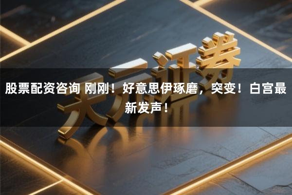 股票配资咨询 刚刚！好意思伊琢磨，突变！白宫最新发声！